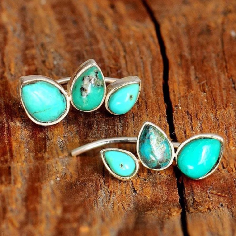 New Turquoise Tear Drop Stone Stud Earrings Boutique